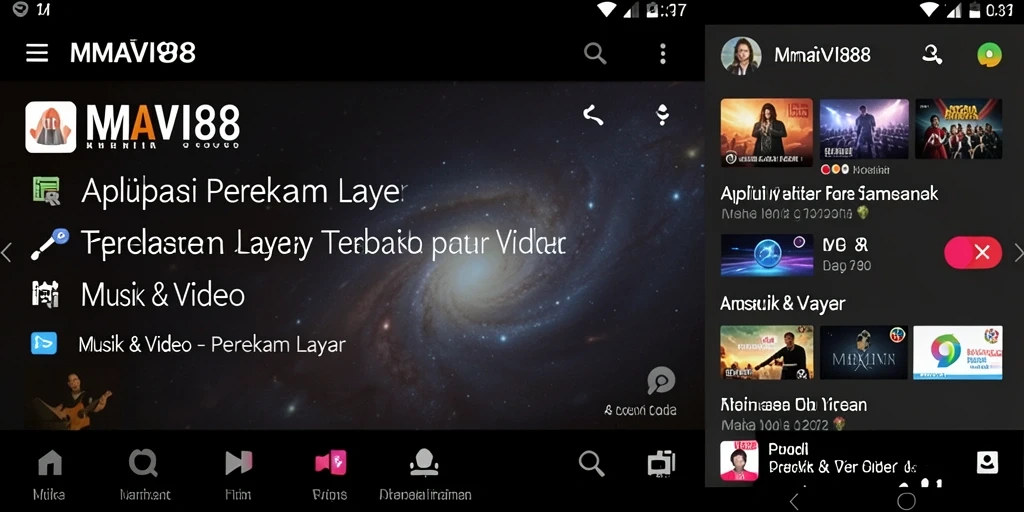Antarmuka aplikasi AMAVI88 saat merekam layar dengan fitur perekaman audio.