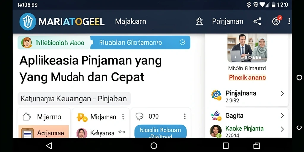 Antarmuka MARIATOGEL yang mudah digunakan untuk pinjaman.
