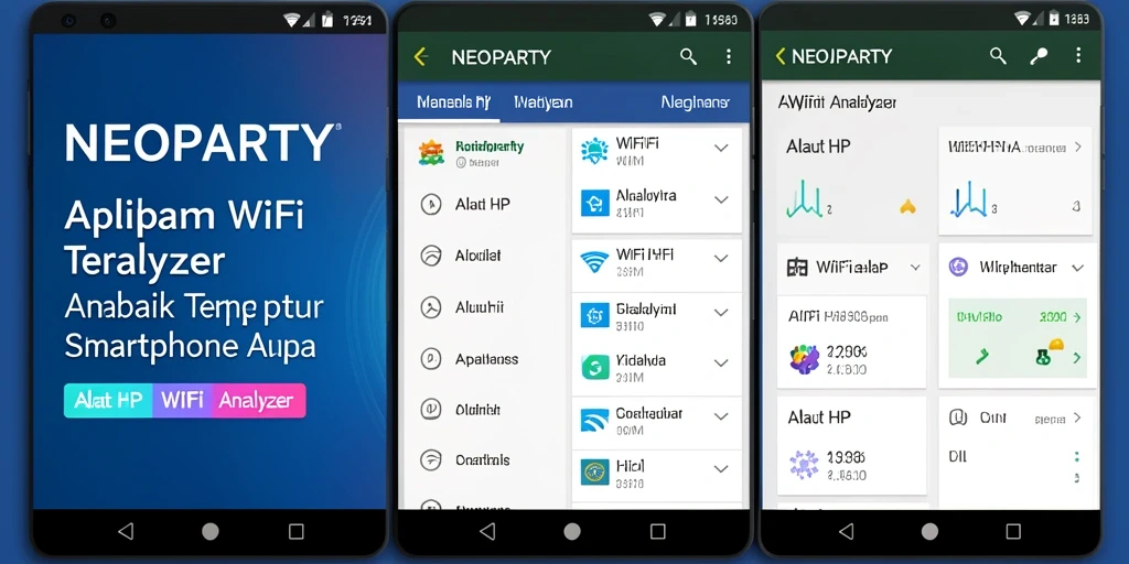 Antarmuka NEOPARTY menampilkan analisis jaringan WiFi secara real-time.