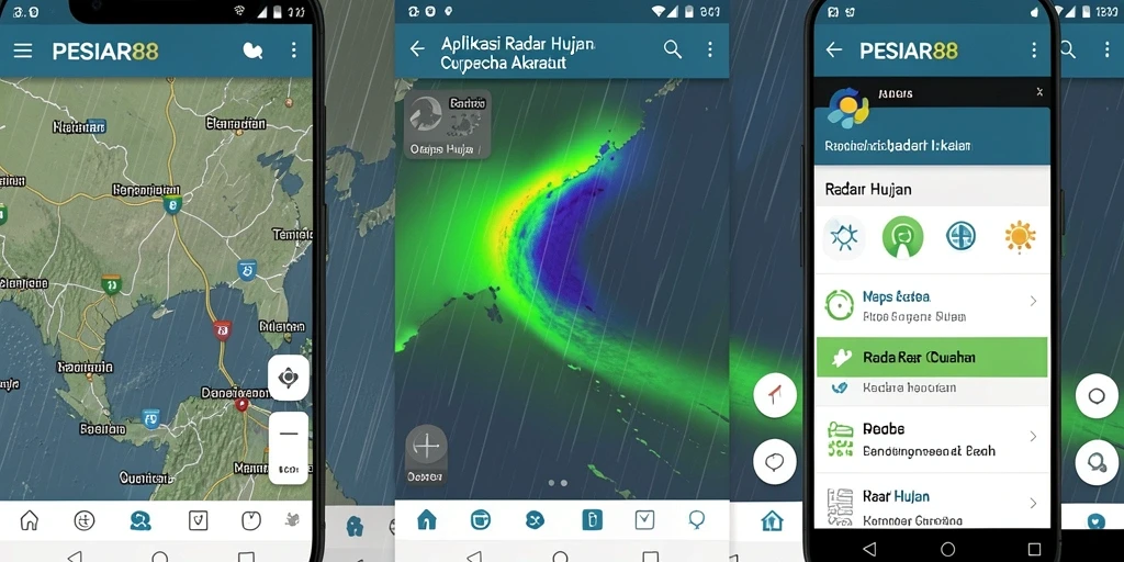 Antarmuka pengguna PESIAR88 menunjukkan fitur Radar Hujan dengan jelas dan informatif.