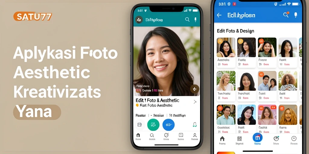 Antarmuka aplikasi SATU77 untuk Edit Foto Aesthetic yang memukau.