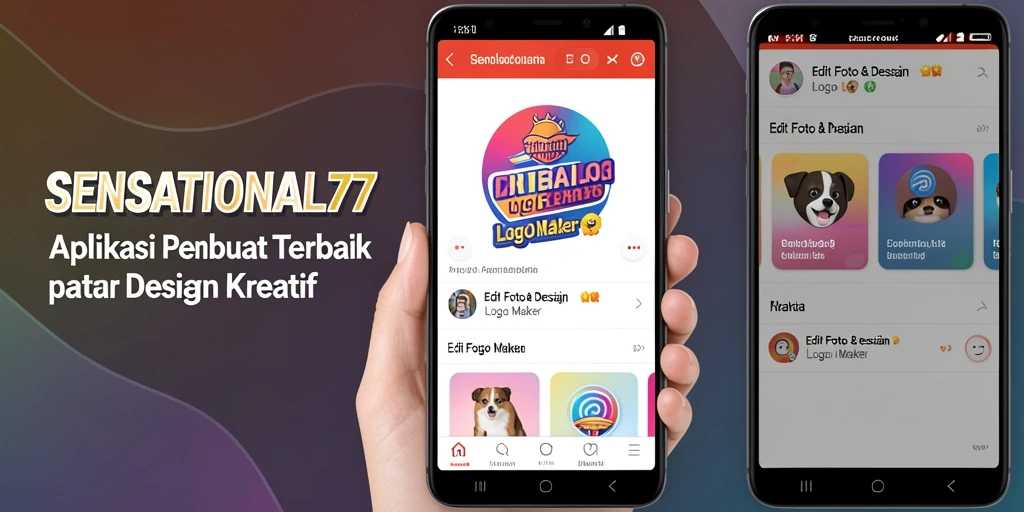 Antarmuka SENSATIONAL77 yang user-friendly untuk pembuatan logo.