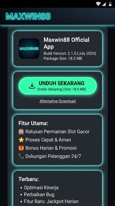 Tampilan halaman APK maxwin88