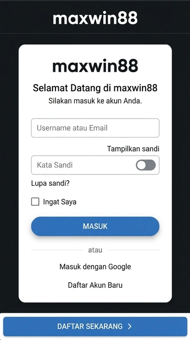 Tampilan halaman login maxwin88